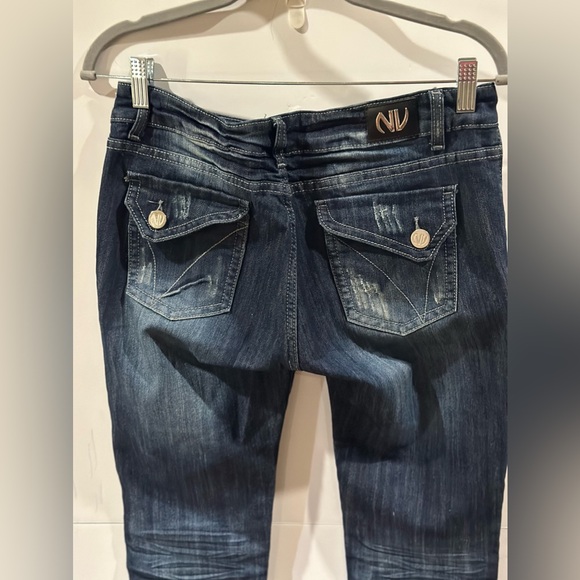 NV Capri Jeans Distressed Straight Leg Dark Blue Size 9 - Picture 2 of 7